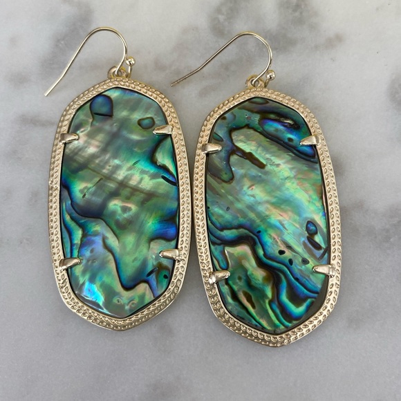 Kendra Scott Danielle earrings. Abalone stones set in gold frames - Picture 3 of 3